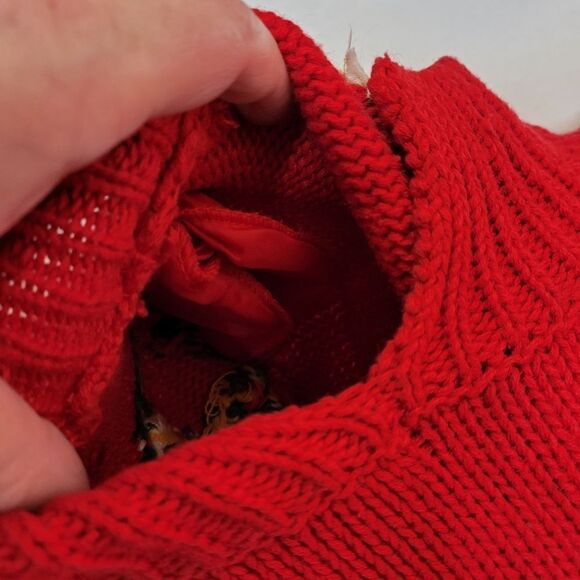 VINTAGE 90s red Nutcracker mock neck‎ Christmas holiday sweater M - Picture 7 of 10